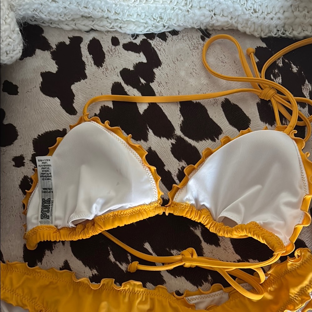 Yellow Ruffle trim Bikini Set - Picture 7 of 9